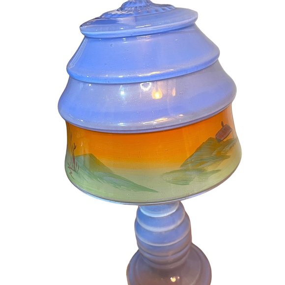 Vintage Reverse Painted Boudoir Lamp - Picture 3 of 8